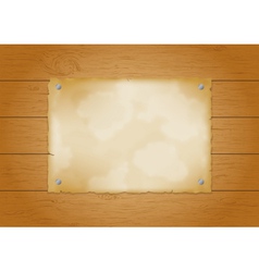 Wood plank background with old paper vector image