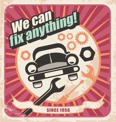 Auto service retro poster vector image