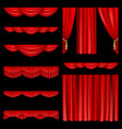 Set of red curtains to theater stage mesh vector image