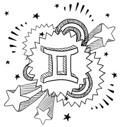 Doodle pop astrology gemini Doodle pop astrology gemini vector image