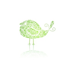 Bird silhouette composed of go green eco signs vector image