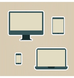 Electronic devices vintage icons set vector image