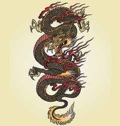 Full color asian dragon tattoo vector image