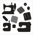 Sewing machines kit black silhouette vector image
