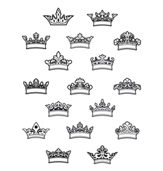 Ornated heraldic crowns set vector image