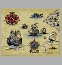 Antique map elements vector image