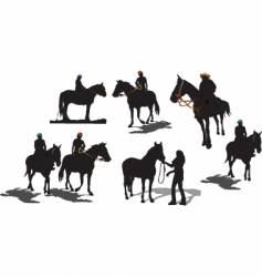 Seven horse silhouettes vector image