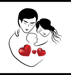 Family heart icon symbol parents sketch of lovely vector image
