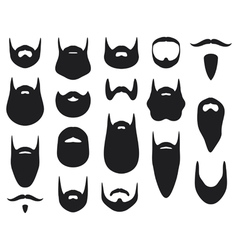 Set of beard silhouettes vector image