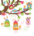 Spring Background with birds nests vector image