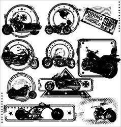 Motorbike stamps set vector image