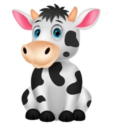 Cute cow cartoon sitting vector image