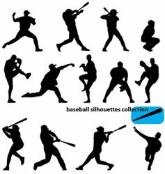Baseball silhouettes vector image