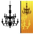 Chandelier on yellow striped background vector image