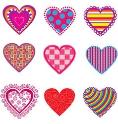 Set of multicolor hearts vector image