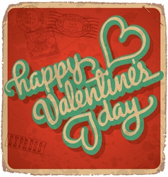 Hand-lettered vintage Valentines card vector image