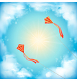 Sky nature design white clouds sun flying kites vector image
