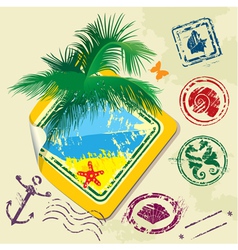 Summer and travel stamps and sticker - hand drawn vector image