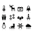 Christmas winter black icons set vector image