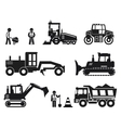 Road construction worker black icons set vector image