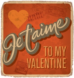 Hand-lettered vintage Valentines card vector image