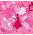 Seamless pattern in pink colors - Silhouettes of f vector image
