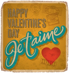 Hand-lettered vintage Valentines card vector image