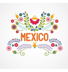 Mexico flowers pattern and elements vector image