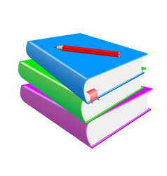 Red pencil and books on a white background vector image