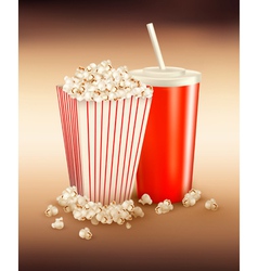 Popcorn box and cola vector image