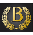Letter B and gold laurel wreath vector image