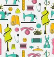 Sewing and tailor elements in seamless pattern Sewing and tailor elements in seamless pattern vector image