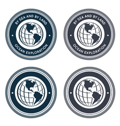 Nautical emblem with globe vector image