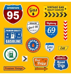 Set of vintage retro gasoline signs and labels vector image