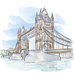 Drawing color tower bridge in london uk Drawing color tower bridge in london uk vector image