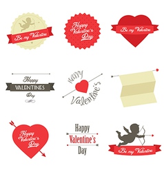 Set of Valentine s Day red labels and badges vector image