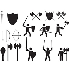 People warriors and medieval weapons People warriors and medieval weapons vector image