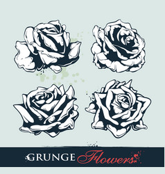 Set of grungy roses vector image