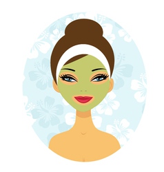 Woman with facial care mask vector image