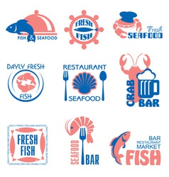 Seafood label vector image