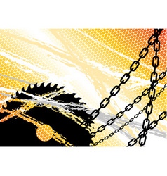Industrial background with chain and saw vector image