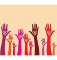 Raised hand with hear vector image