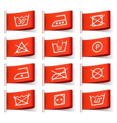 Laundry symbols on clothing labels vector image
