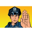 Retro police officer stop gesture Retro police officer stop gesture vector image