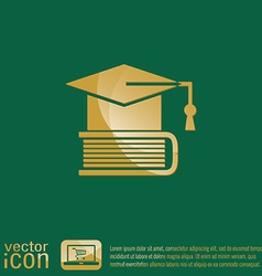 Graduate hat on the book icon teachings vector image