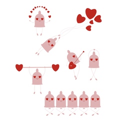 Funny little condoms set vector image