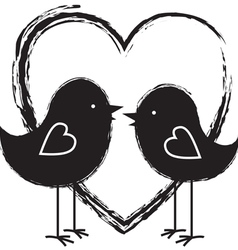 Two birds in the heart vector image