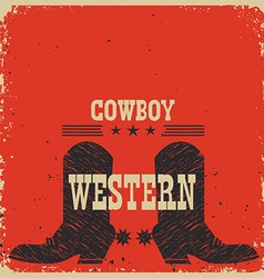 Cowboy boots background red card with text vector image