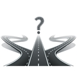 Three roads and question mark Choosing the right vector image