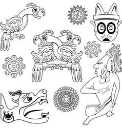Mayan ornanents with warrior small vector image